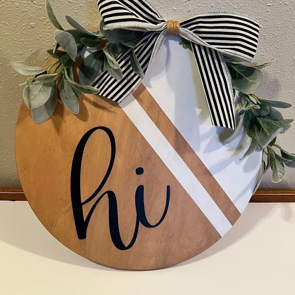 Handmade 16” Wooden Sign, “hi” Home Decor